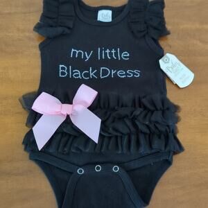 My little black dress onesie black Baby girl size 0-6M NEW with Tags